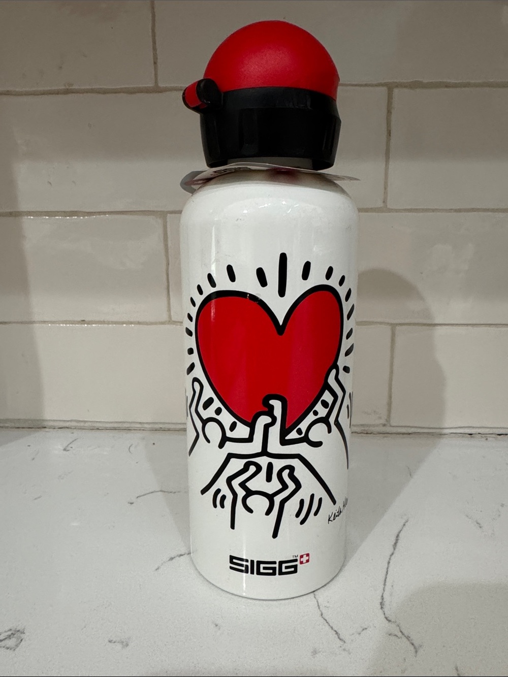 NWT Keith Haring Heart Sigg Water Bottle 0.6L